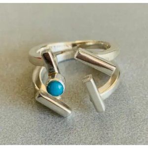 LILLY BARRACK Modernist Sterling Silver Kingman TURQUOISE RING Adjustable NEW